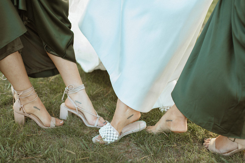 bride and bridesmaids shoes captured by Charlottesville wedding photographer